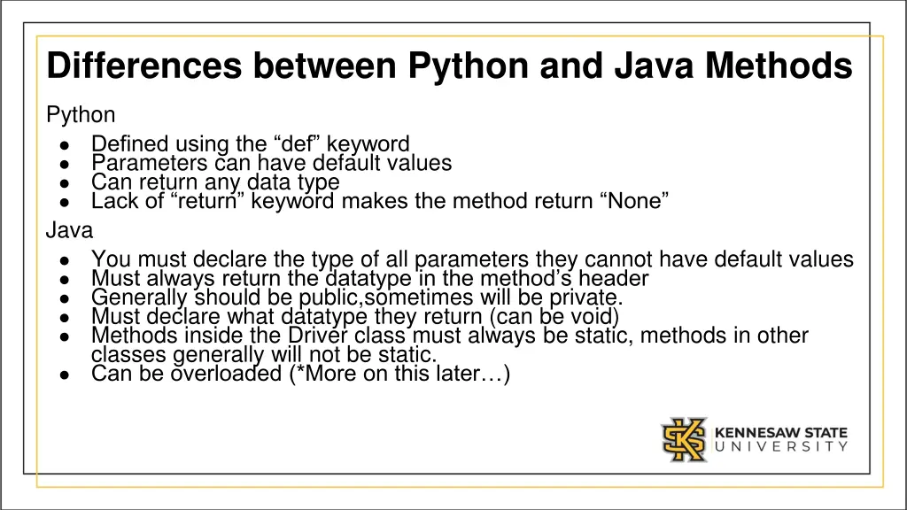 differences between python and java methods