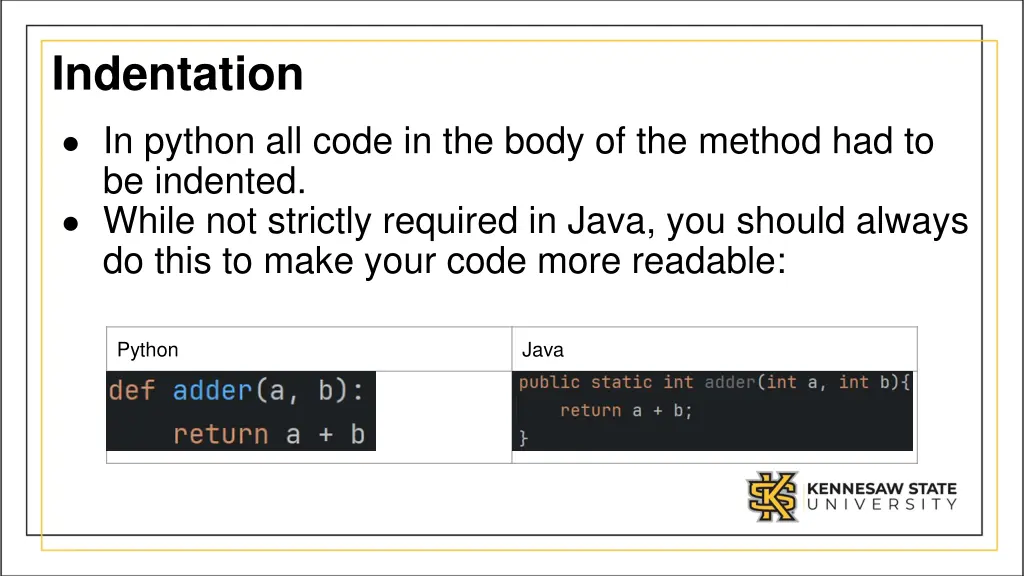 indentation