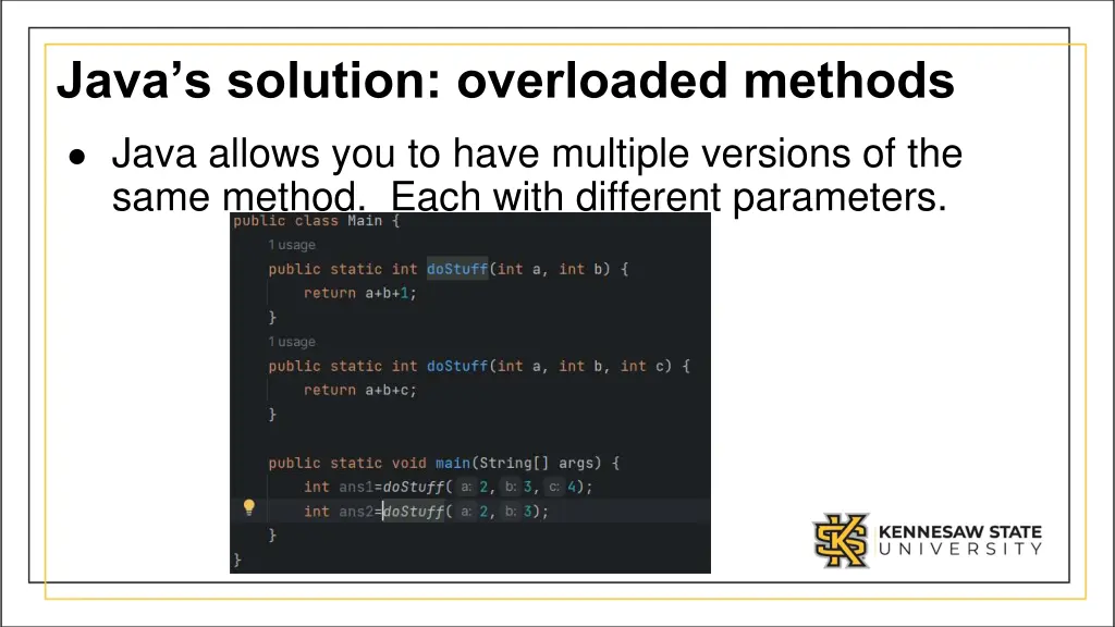 java s solution overloaded methods