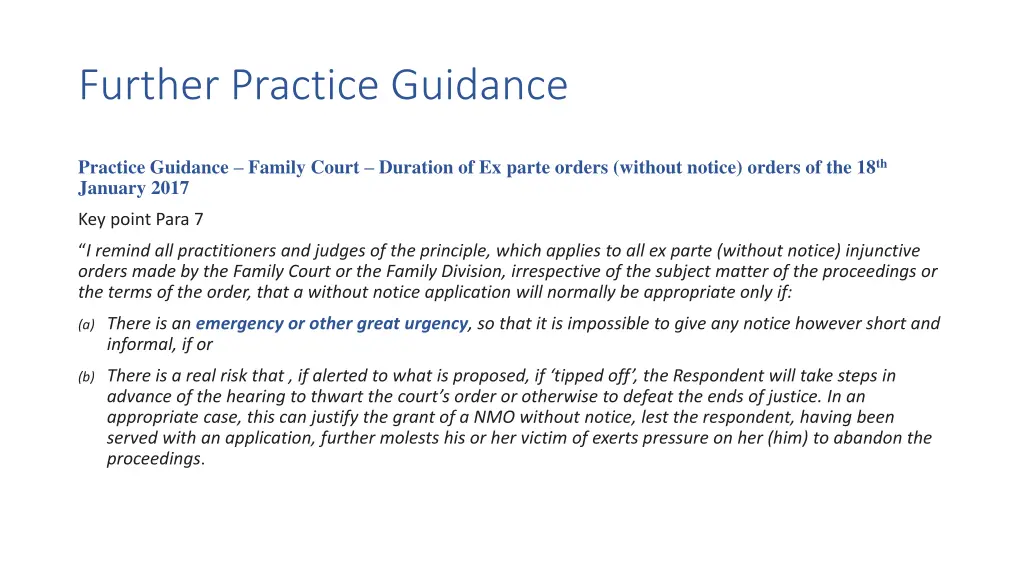 further practice guidance