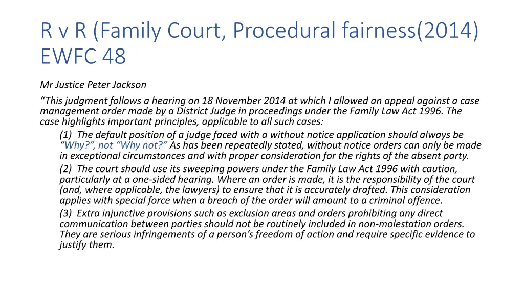 r v r family court procedural fairness 2014 ewfc