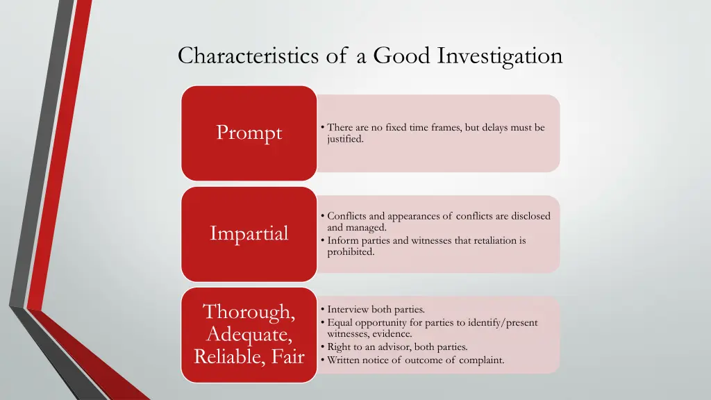 characteristics of a good investigation