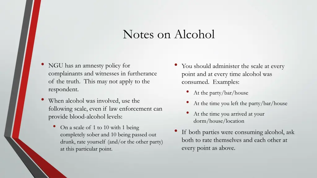 notes on alcohol