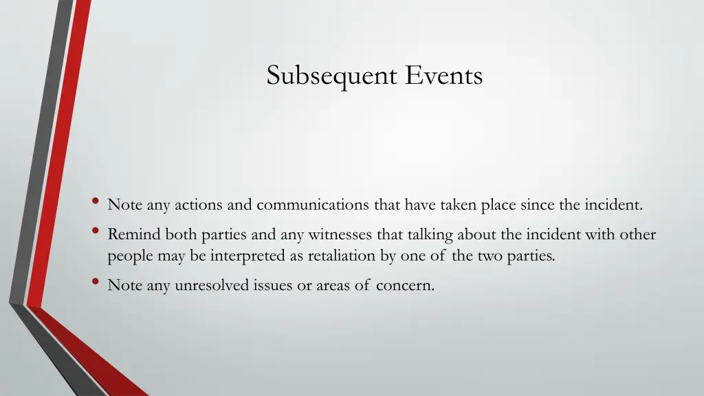 subsequent events