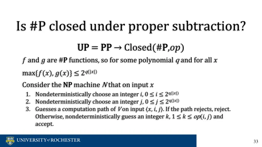 is p closed under proper subtraction 22