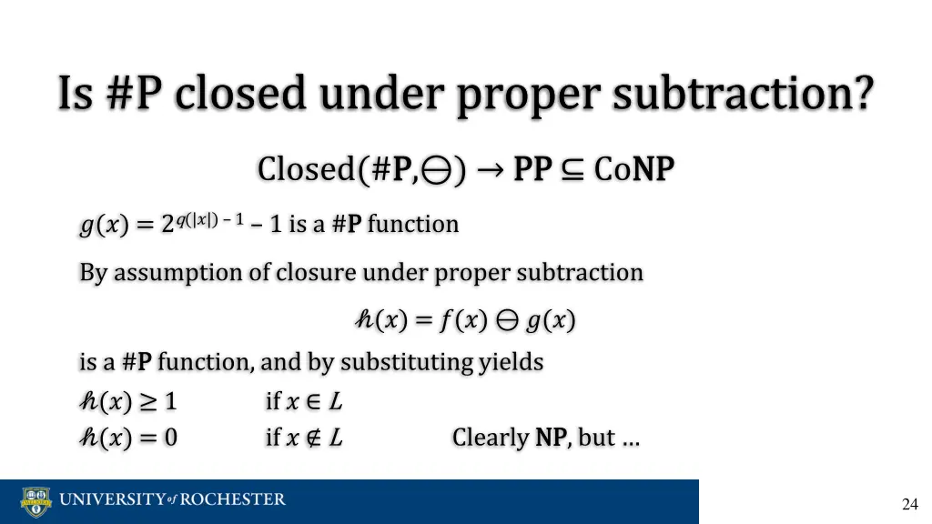 is p closed under proper subtraction is p closed