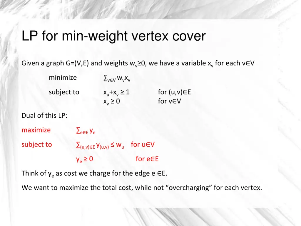 lp for min weight vertex cover 1