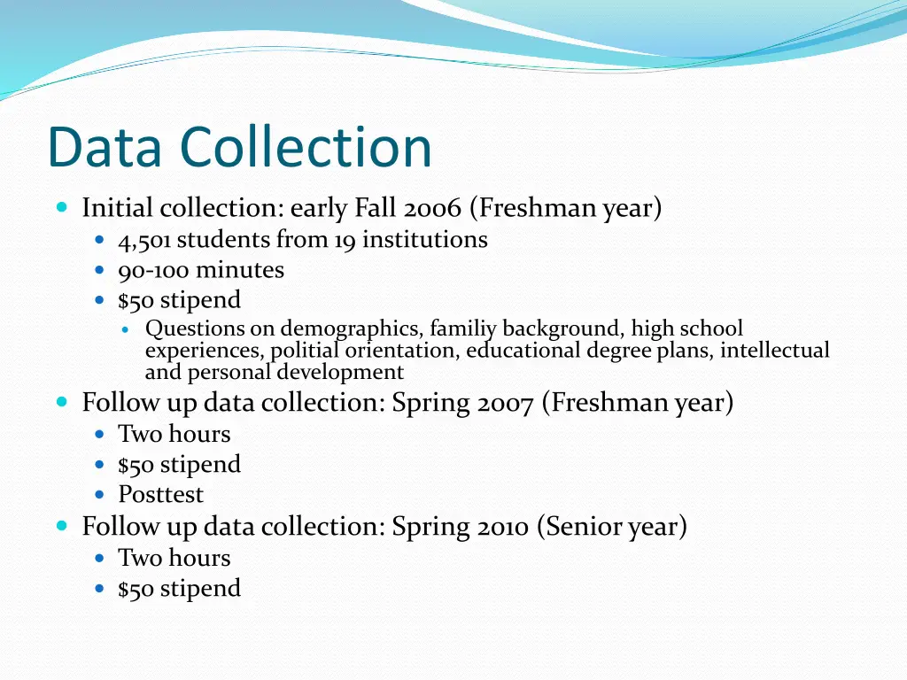 data collection initial collection early fall
