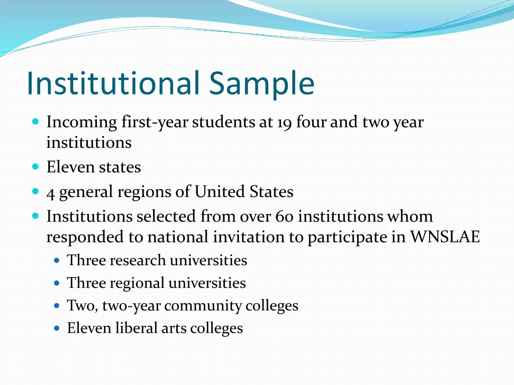 institutional sample