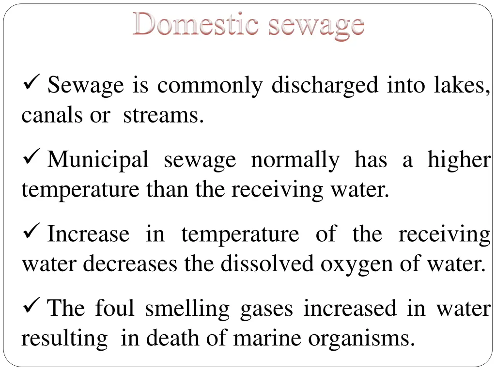 domestic sewage