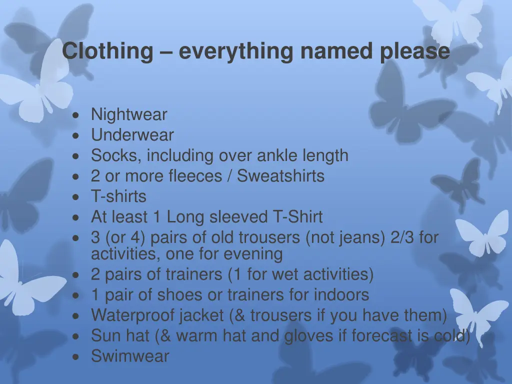 clothing everything named please