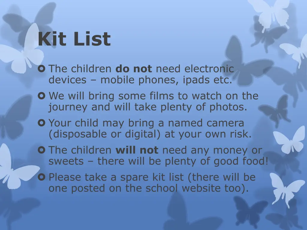 kit list