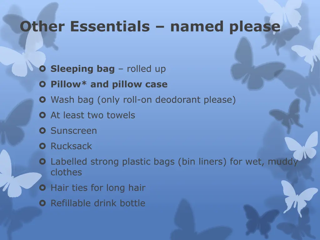 other essentials named please