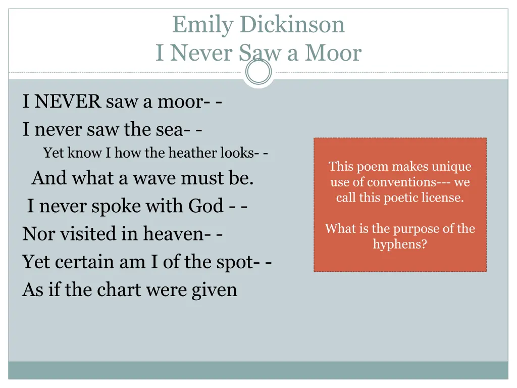 emily dickinson i never saw a moor