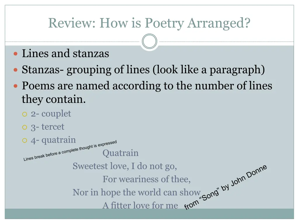 review how is poetry arranged