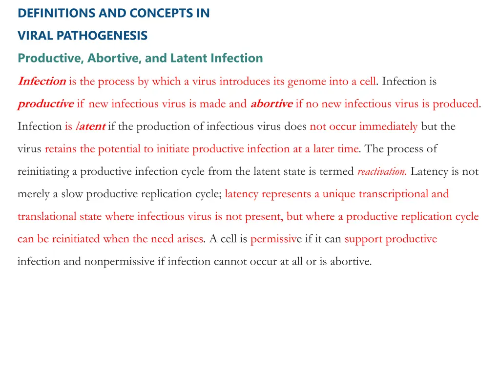 definitions and concepts in viral pathogenesis