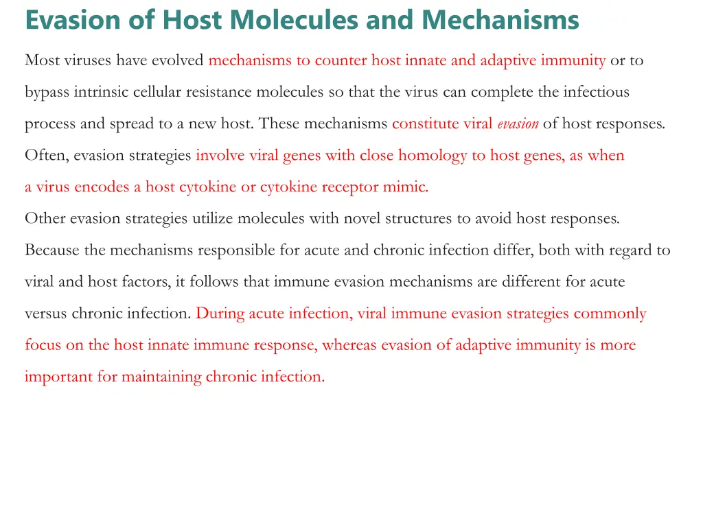 evasion of host molecules and mechanisms