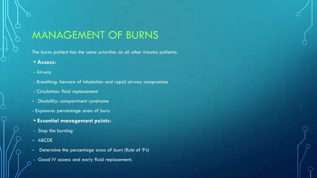 management of burns