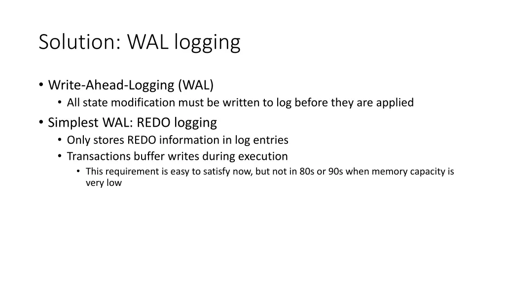 solution wal logging