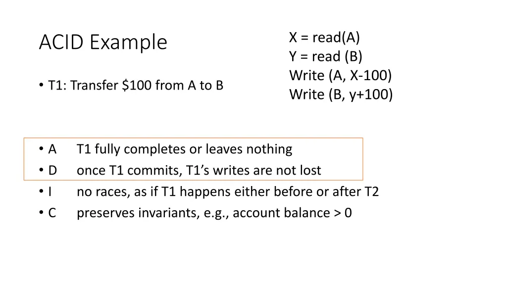 x read a y read b write a x 100 write b y 100