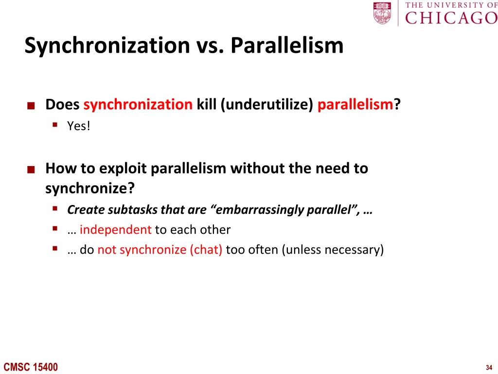 synchronization vs parallelism