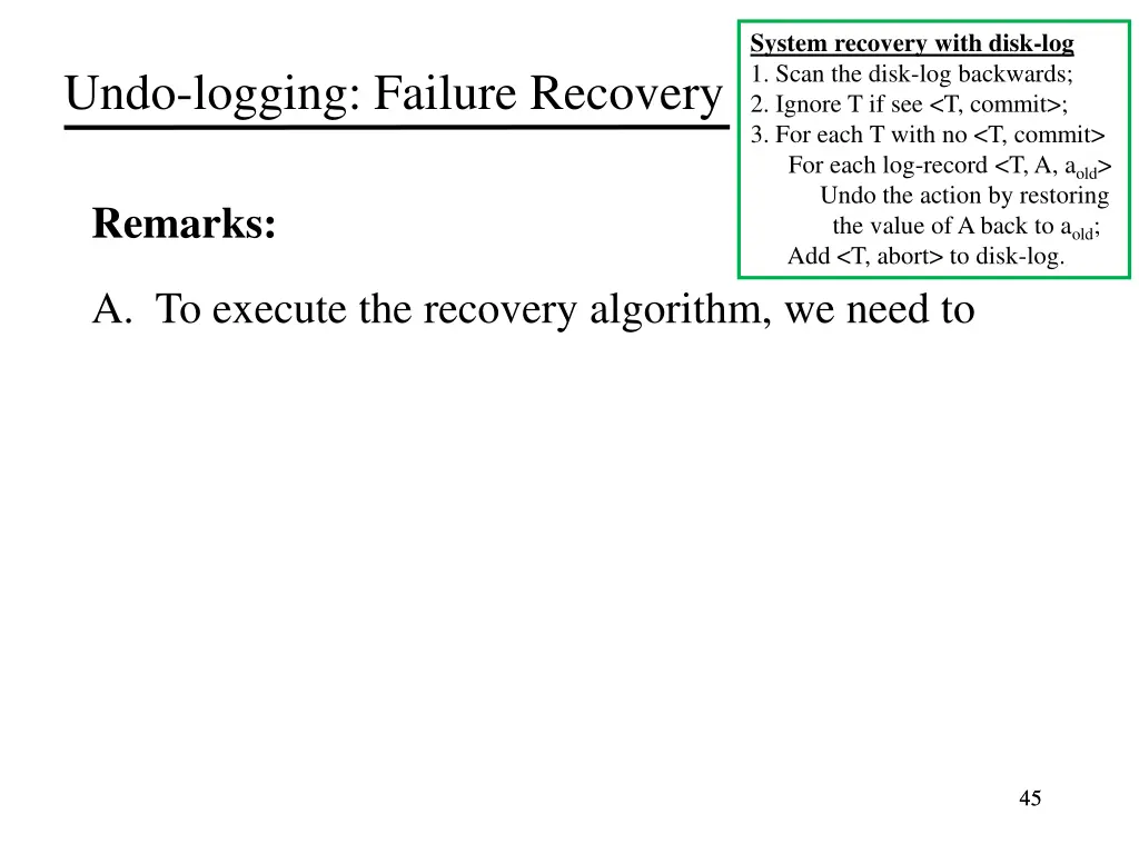 system recovery with disk log 1 scan the disk 17
