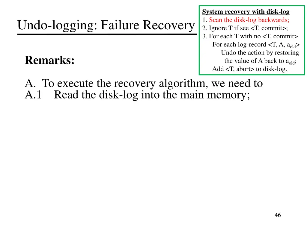 system recovery with disk log 1 scan the disk 18