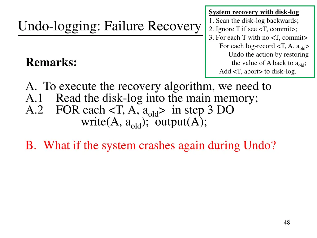 system recovery with disk log 1 scan the disk 20
