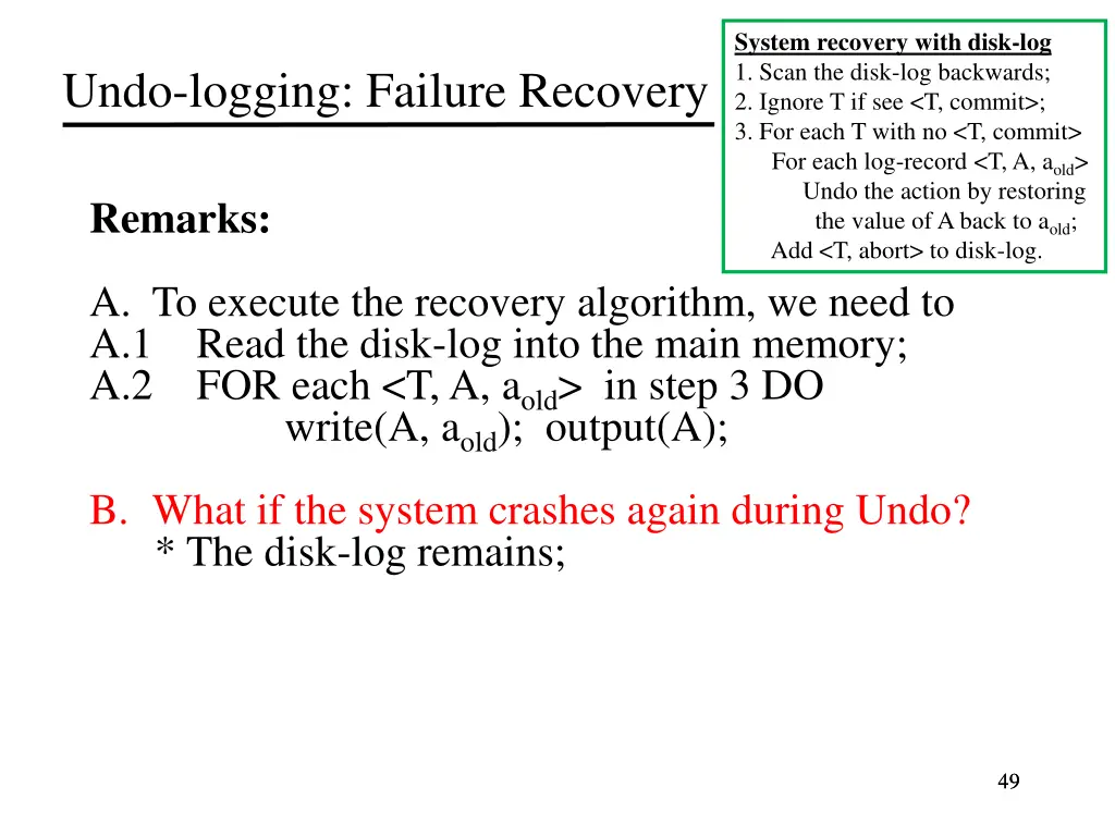 system recovery with disk log 1 scan the disk 21