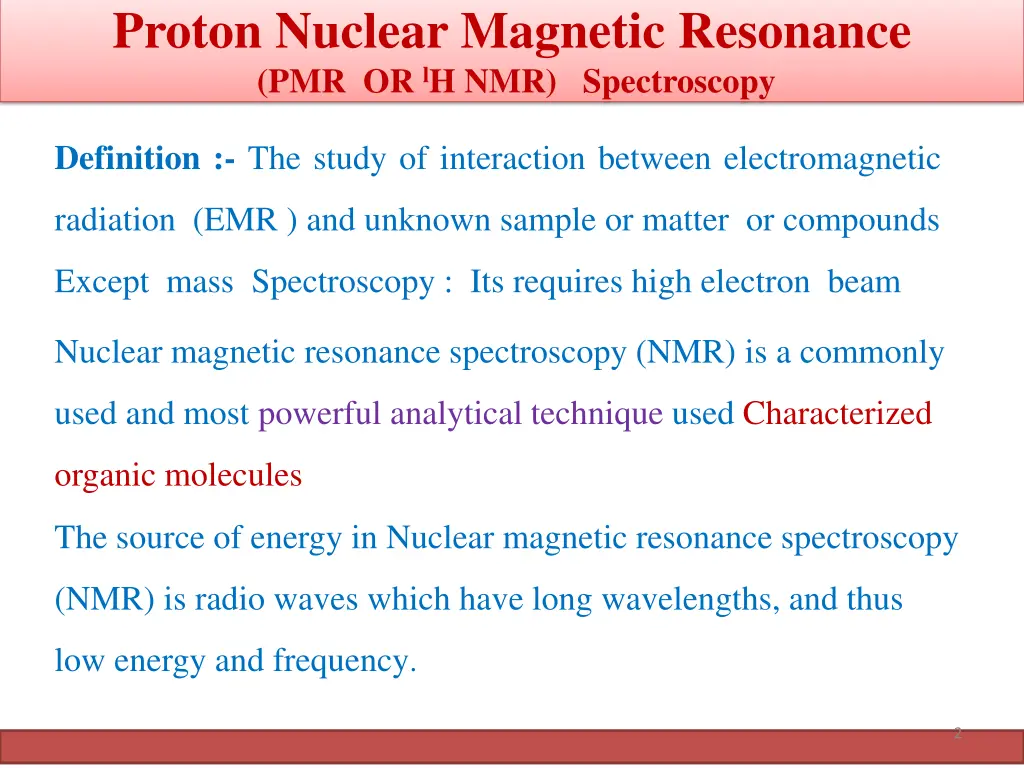 proton nuclear magnetic resonance