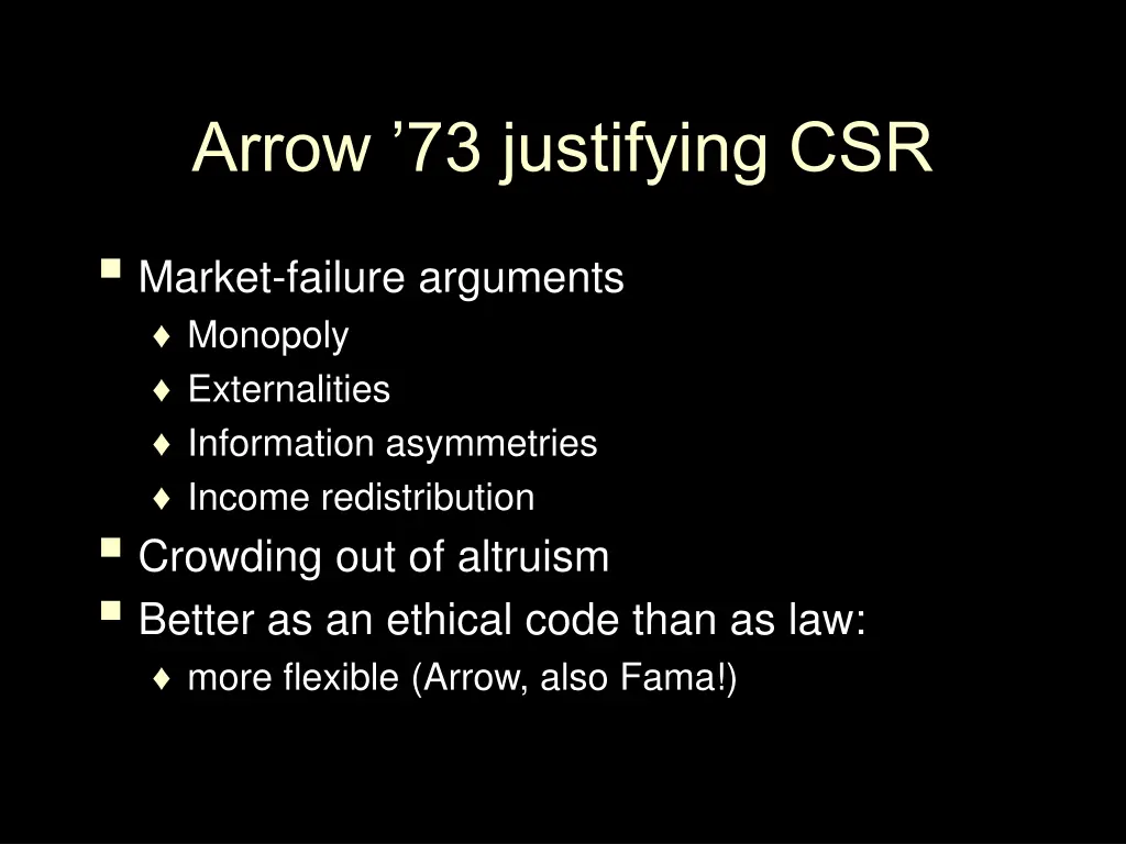 arrow 73 justifying csr