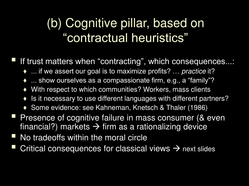 b cognitive pillar based on contractual heuristics
