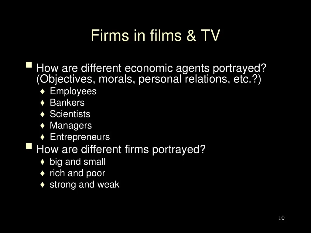 firms in films tv