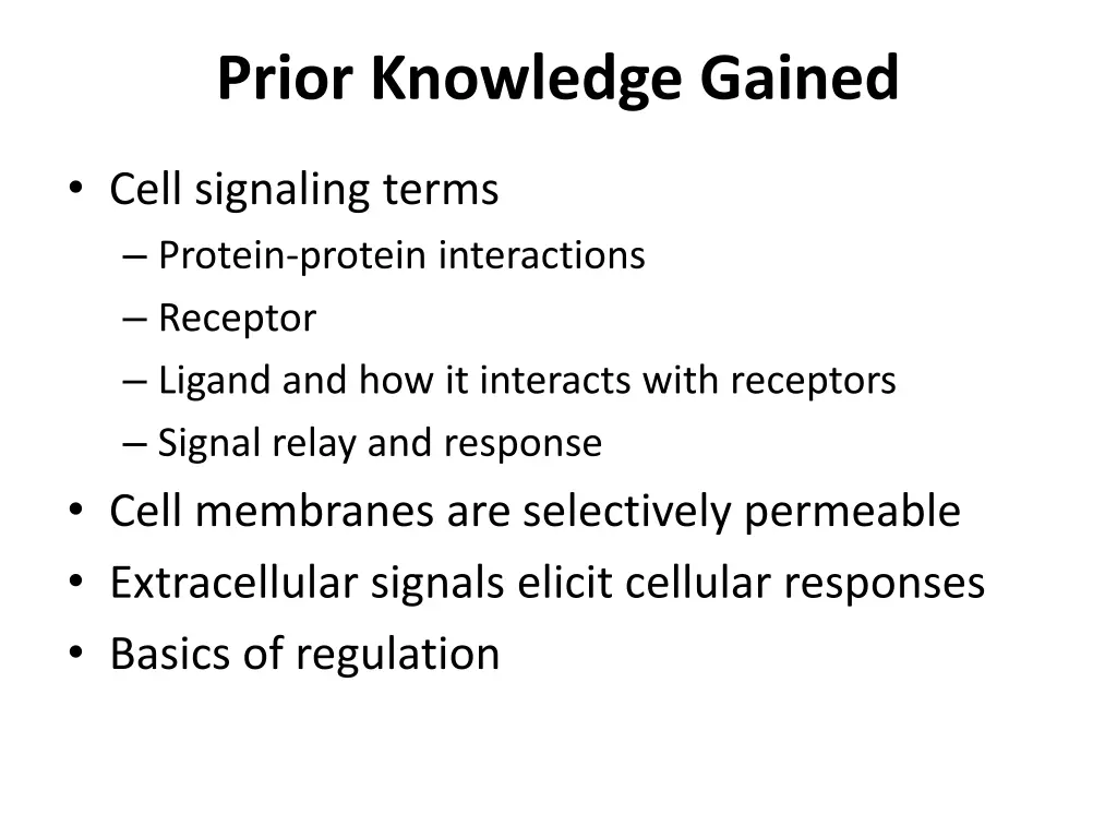 prior knowledge gained