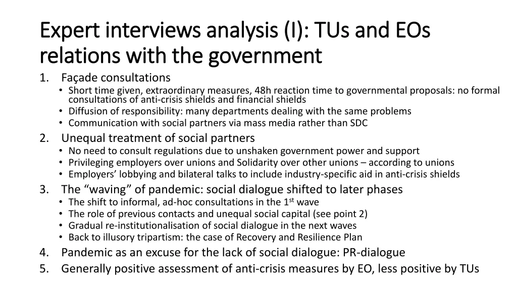 expert interviews analysis i tus and eos expert