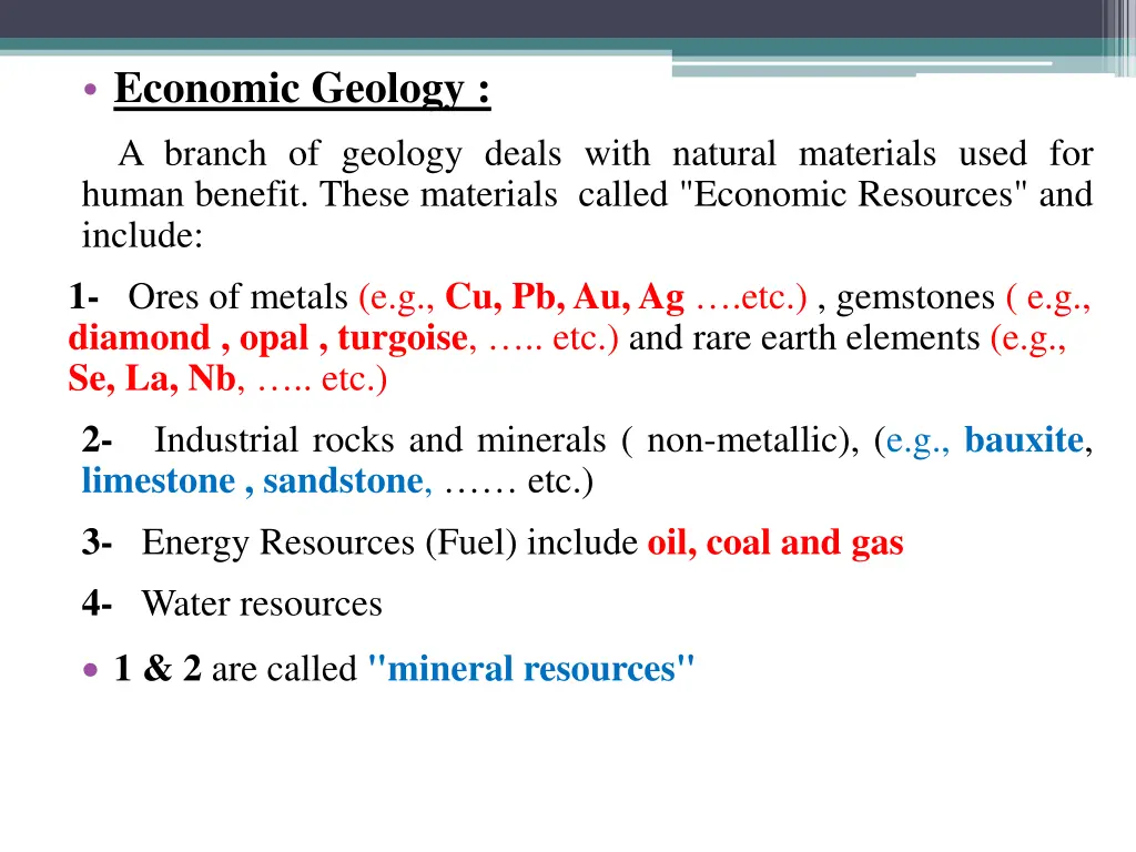 economic geology a branch of geology deals with