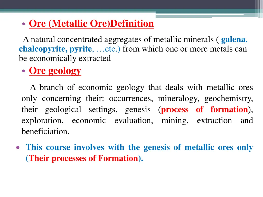 ore metallic ore definition