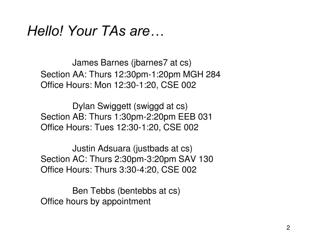 hello your tas are