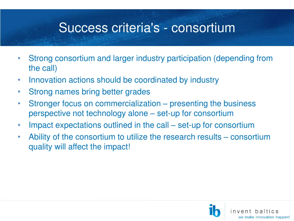 success criteria s consortium