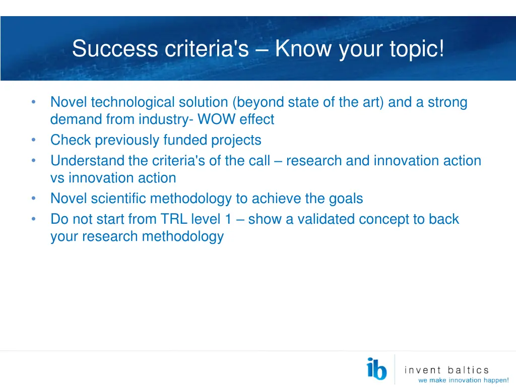 success criteria s know your topic
