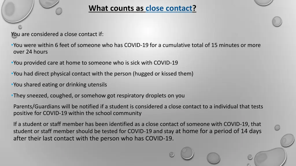 what counts as close contact