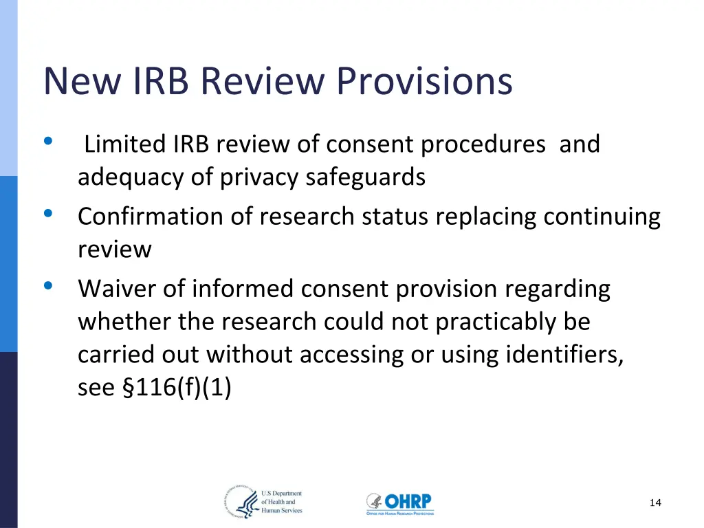 new irb review provisions
