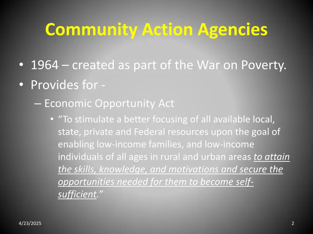community action agencies