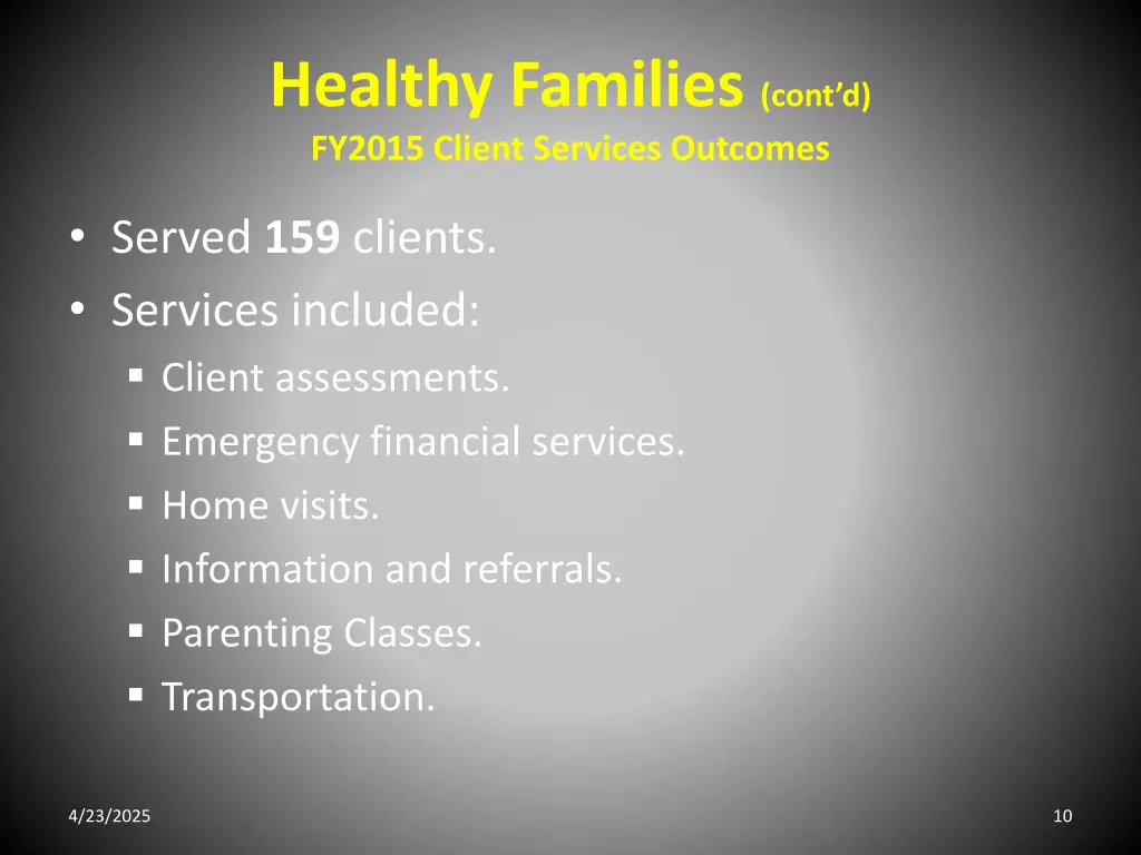 healthy families cont d fy2015 client services
