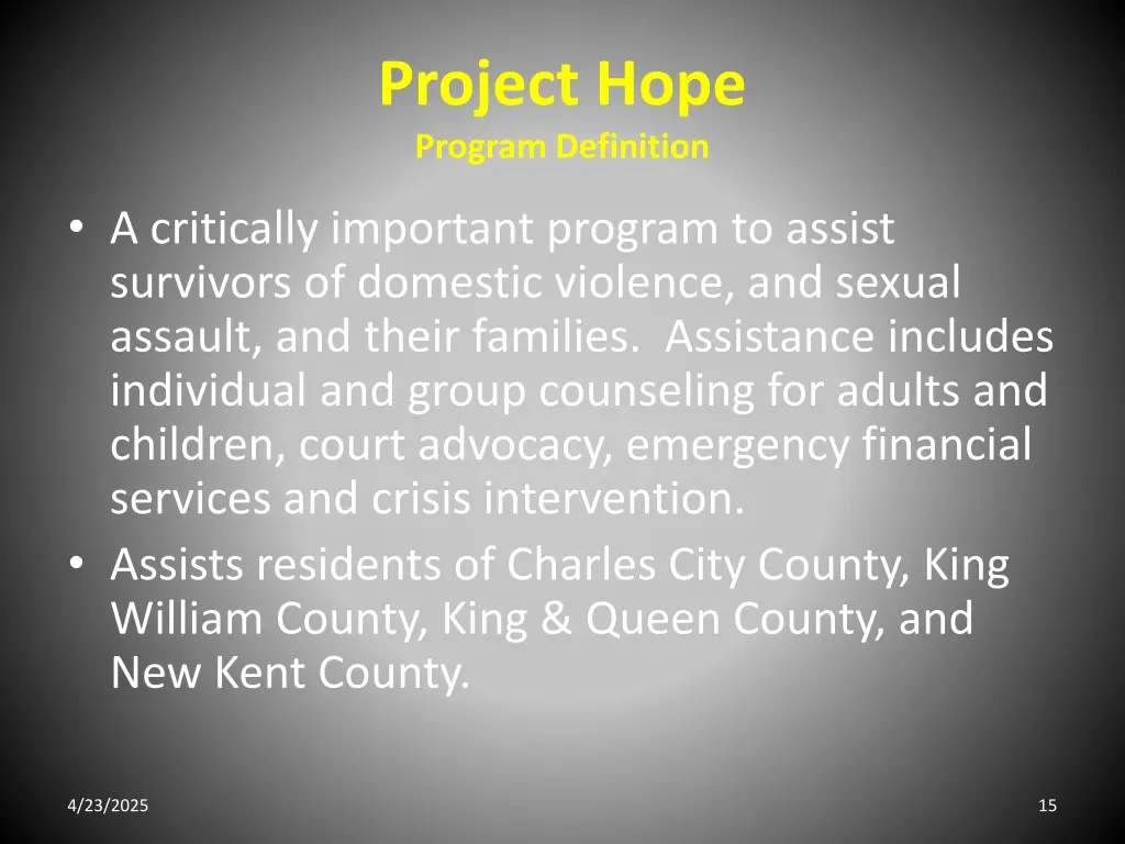 project hope program definition