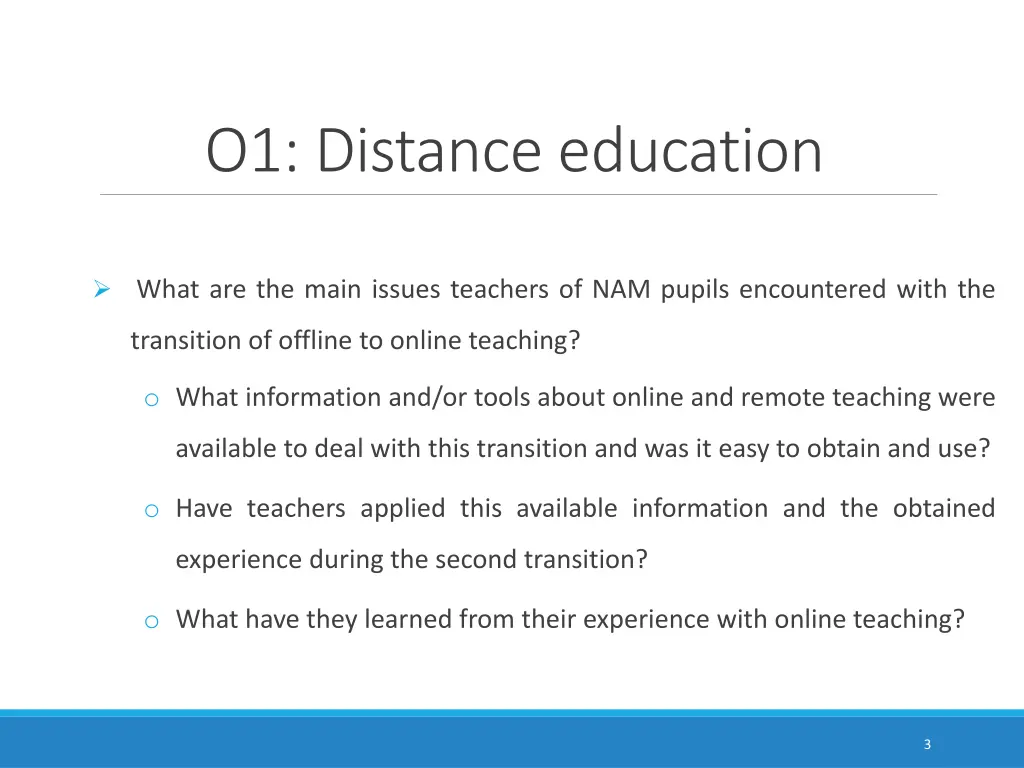 o1 distance education