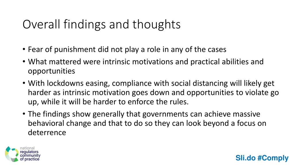 overall findings and thoughts