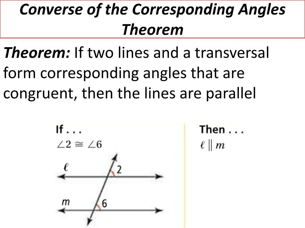 converse of the corresponding angles theorem