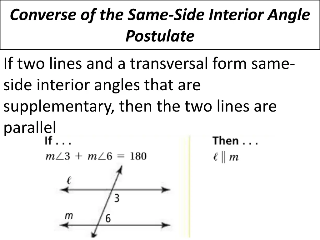 converse of the same side interior angle postulate