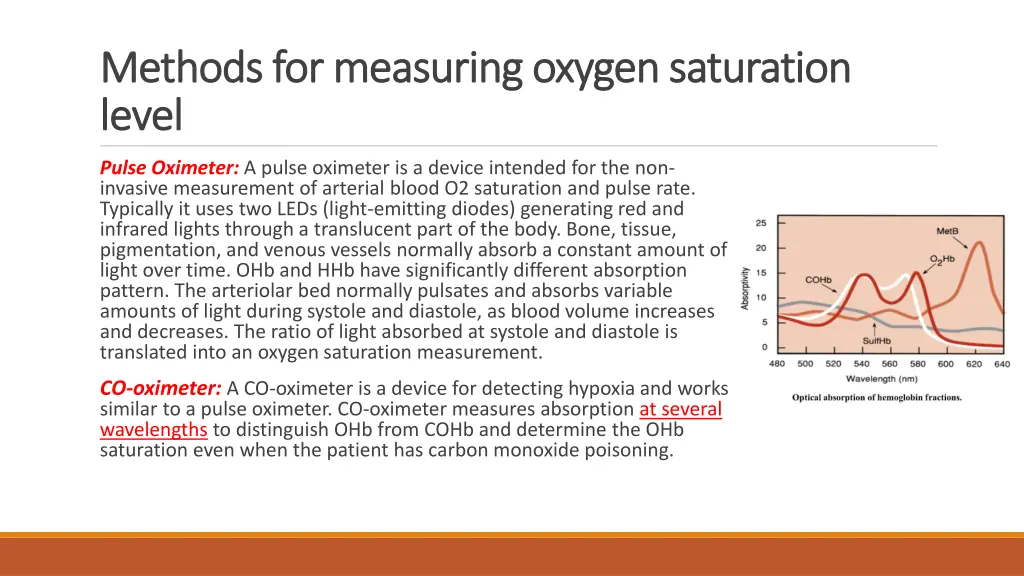 methods for measuring oxygen saturation methods
